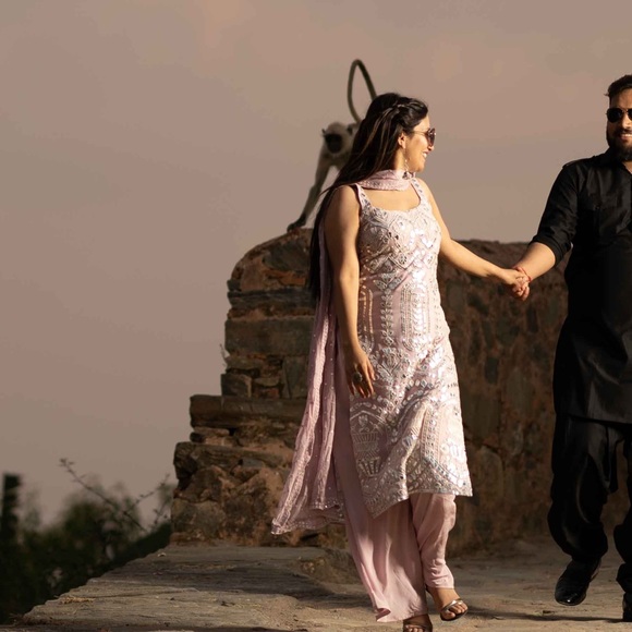 Gotta patti suit,pure chiffon mirror dupatta,pure chiffon flared plazo - Picture 4 of 14